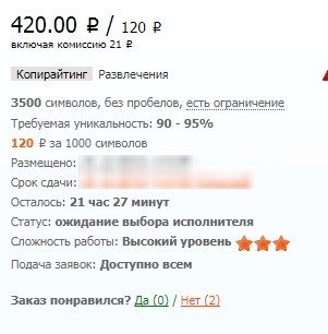 Биржа Etxt - заказ по 120 рублей