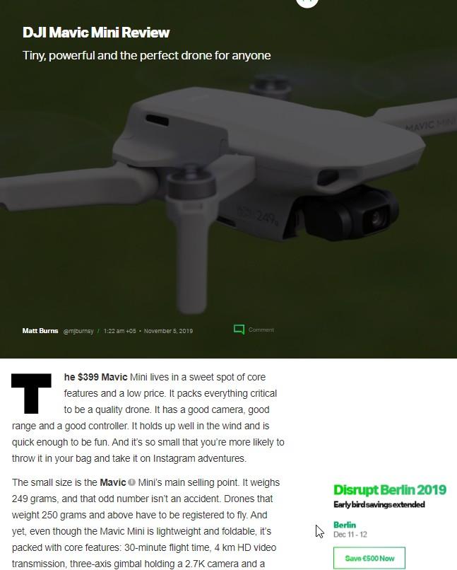 обзор дрона DJI Mavic Mini на иностранном сайте